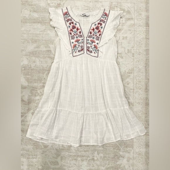 White Embroidered Baby Doll Mini Dress - Picture 4 of 9
